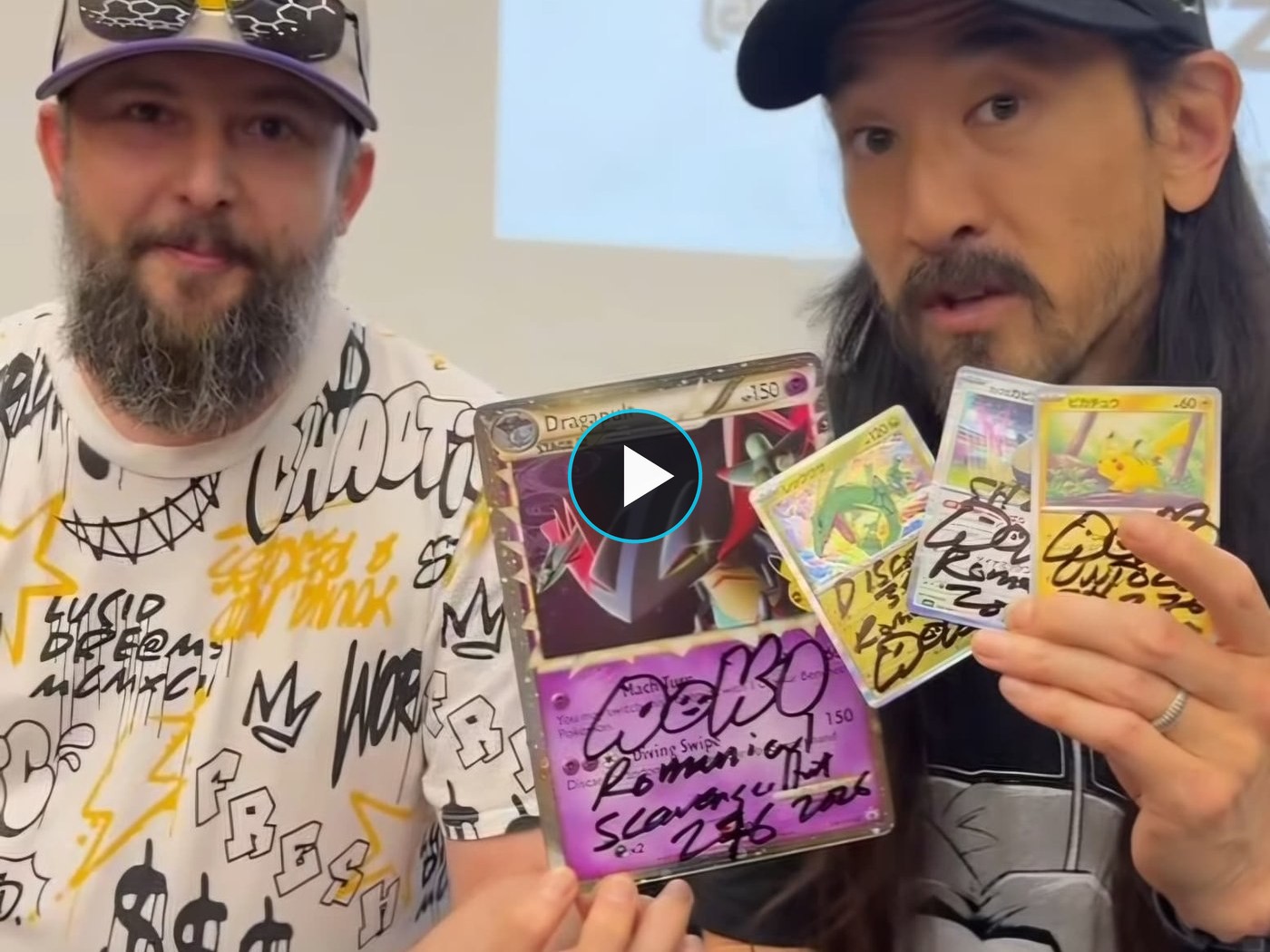 The four cards Steve Aoki signed for the hunt